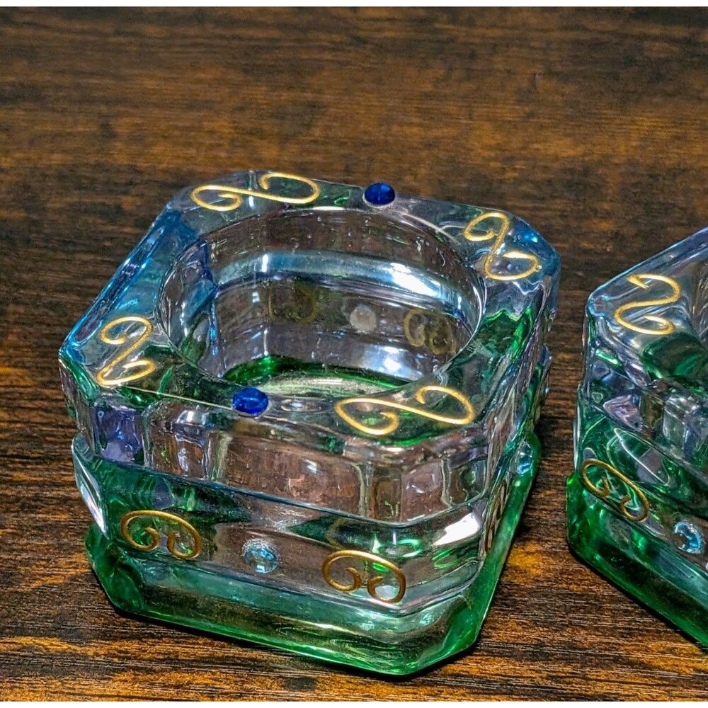 Vintage Retired Partylite Mardi Gras Candle Votive Tea light Holders Set Spring - Picture 3 of 6